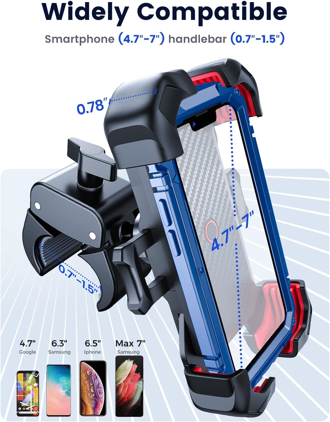 JOYROOM Motorcycle Phone Mount, [1s Auto Lock][100mph Military Anti-Shake] Bike Phone Holder for Bicycle, [10s Quick Install] Handlebar Phone Mount, Compatible with iPhone, Samsung, All Cell Phone