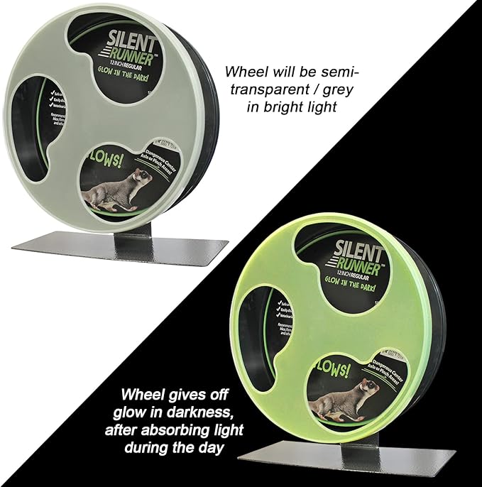 Silent Runner Glow Wheel - 12" Regular - Exercise Wheel (Wheel + Autoclean Track + Sandy Track + Attachment)