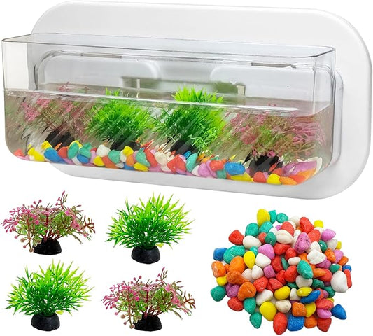 kathson Acrylic Wall Hanging Fish Bowl Wall Mounted Fish Tank Planter Fish Bubble Hanging Aquarium Hydroponic Plant Pot Betta Fish Tank Bowl for Home Decor Pot Decoration Planter