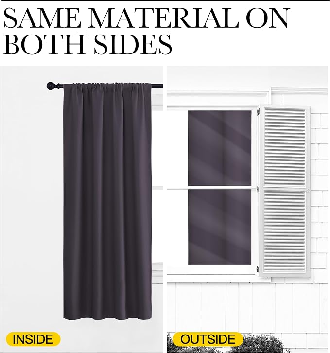 NICETOWN Window Curtains Blackout Drapes, 1 Pair, 52 by 72-Inch, Thermal