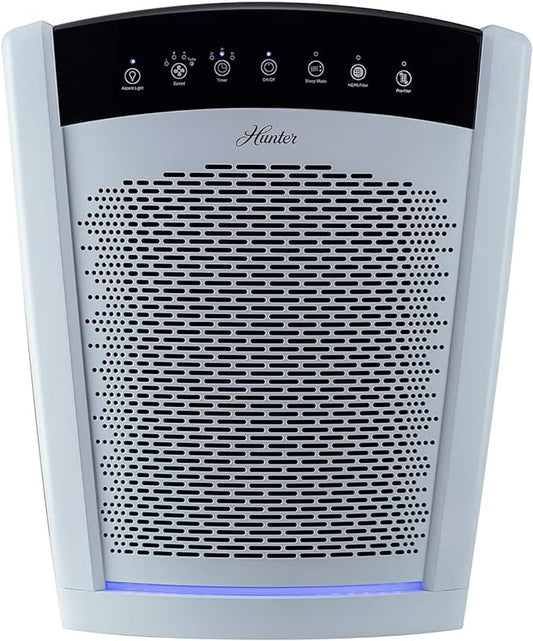 Hunter HP800 Air Purifiers for Home Large Room and Bedroom. True HEPA Air Purifier for Pets, Odors, Allergens, Smoke, Dust, VOC's. 4 Fan Speeds, Quiet Sleep Mode. Cleans 2585 Ft² per Hour. White