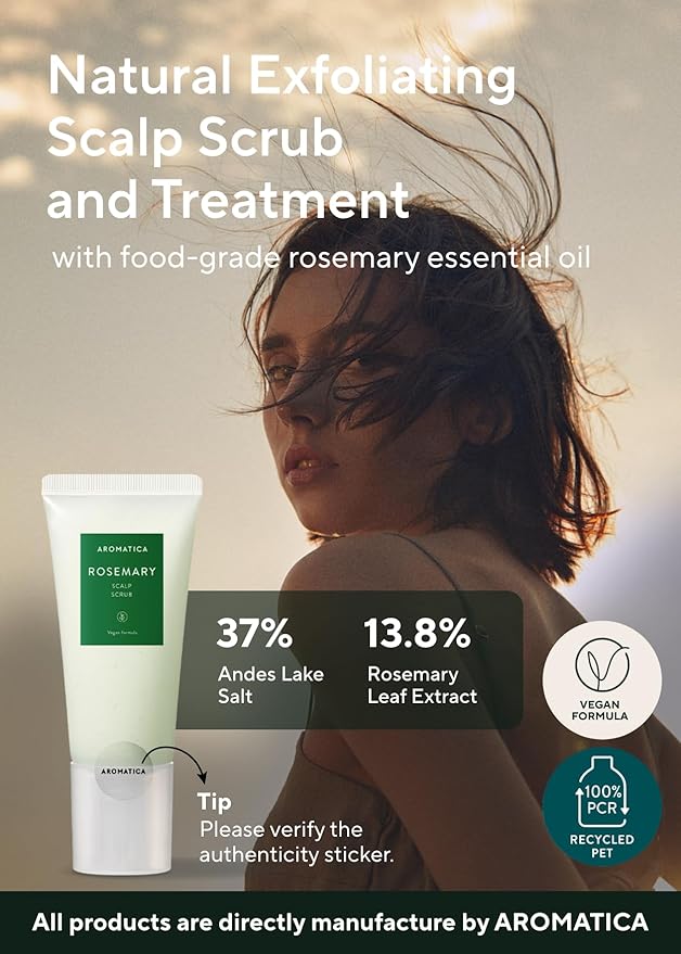 AROMATICA Rosemary Scalp Scrub (2 Pack) 5.82oz / 165g, Gift Set, Sulfate-Free, Silicone-Free, Vegan, Scalp Cleansing with Salt Granules, Invigorates and Exfoliates Scalp, Micro-Exfoliate