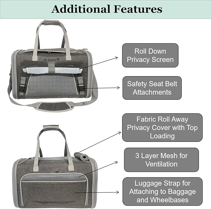 Mr. Peanut's Gold Series Big Apple XL Size Airline Compliant Expandable Pet Carrier V3.0 (Platinum Gray)