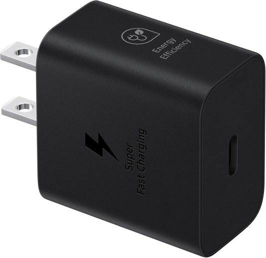 25W Wall Charger Power Adapter, Cable Not Included, Super Fast Charging, Compact Design, Energy Efficient, Compatible with Galaxy and USB Type C Devices, Black