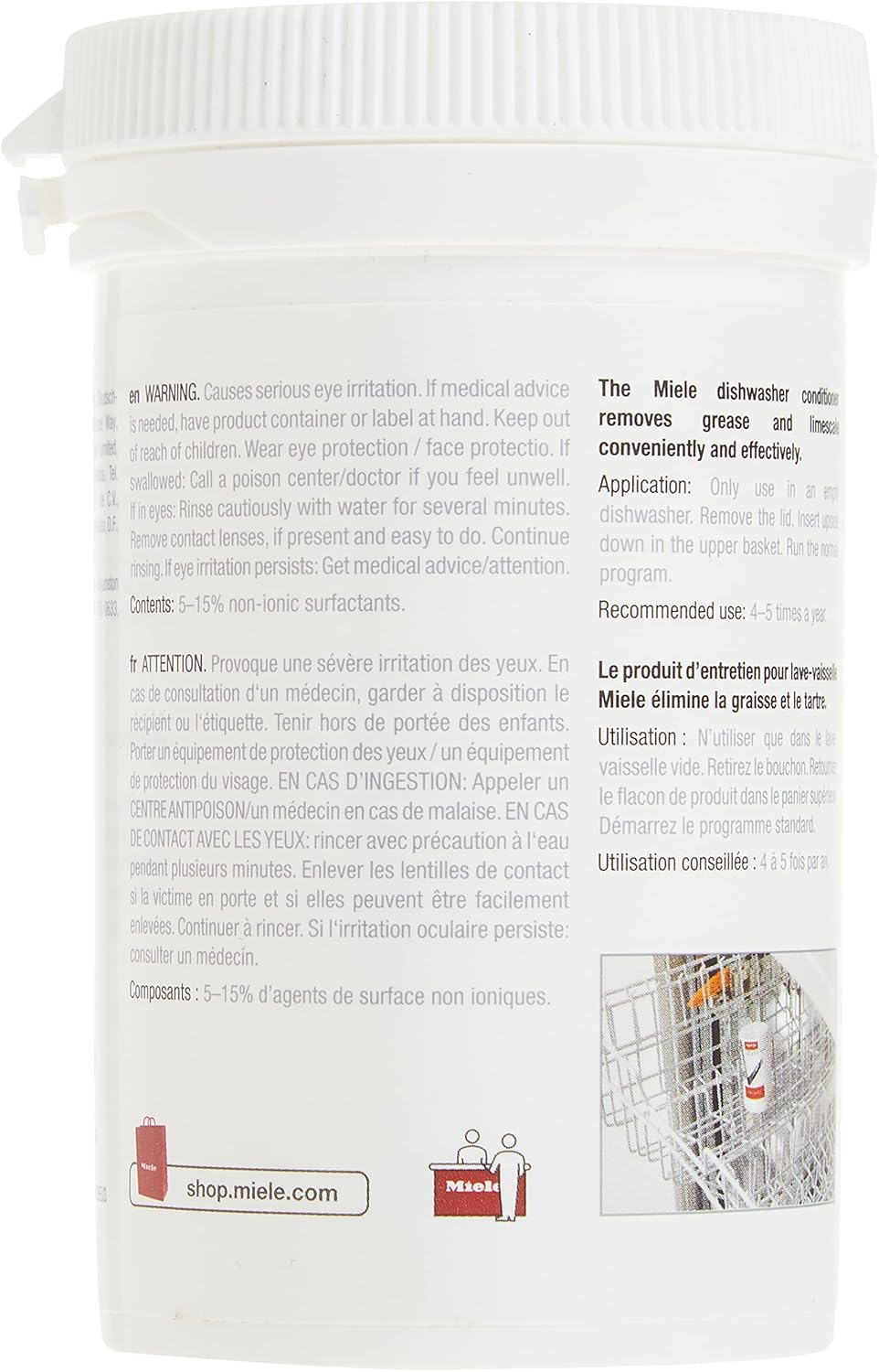Miele DishClean Dishwasher Cleaner, Care Product for the Optimal Functioning of Dishwashers, Removing Odors and Limescale Deposits, 5.6 oz, white