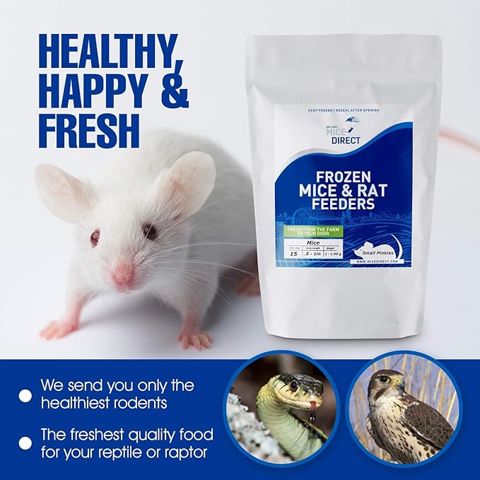 MIceDirect Frozen Mice Combo Pack of 20 Fuzzie & Hopper Feeder Mice – 10 Fuzzies & 10 Hoppers - Food for Corn Snakes, Ball Pythons, & Pet Reptiles - Snake Feed Supplies