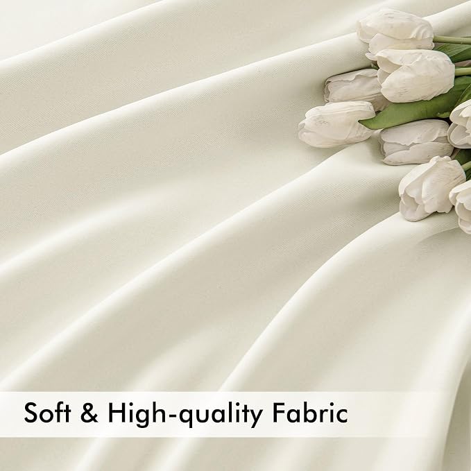 MIULEE Cream Back Tab Blackout Curtains 84 Inch Length 2 Panels Set