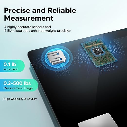 Arboleaf Smart Scale With BMI, Body Fat, Muscle Mass, 14 Composition Metrics, Large LED Display, Digital Bathroom Scale for Weight, Accurate Weighing Machine, App Sync, 500lbs, 11.8"