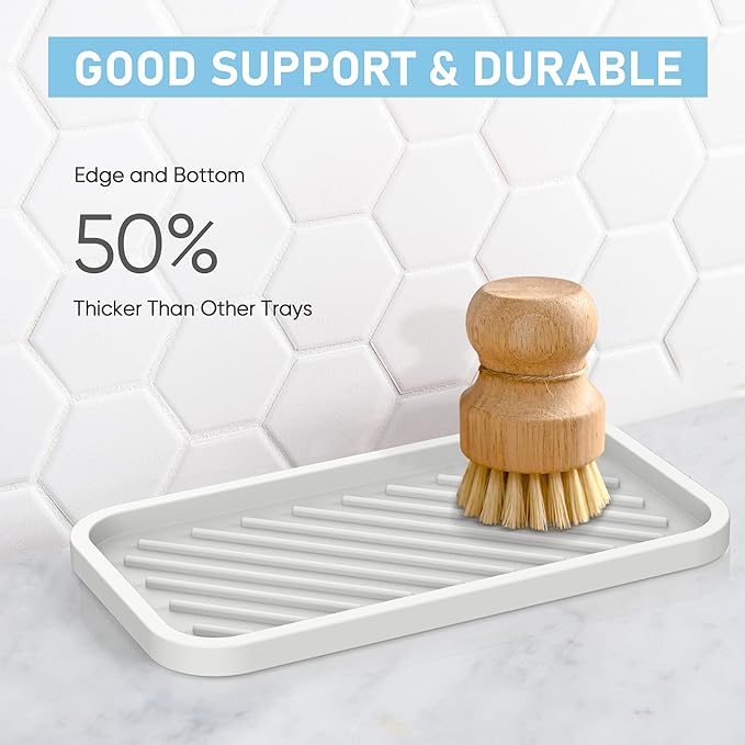 EG-SIPRO Silicone Sponge Holder, Large 10" Kitchen Sink Organizer Tray, Sponge Caddy, Dish Soap Holder, Scrubber, Soap Dispenser, Scouring Pad