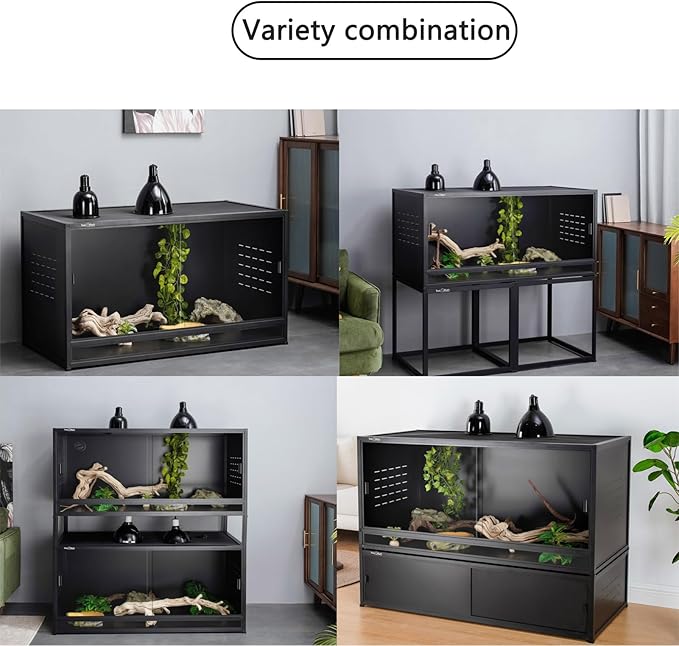 Dual Usage PVC Reptile Enclosure with Acrylic/PVC Door Options - 44x20x12 inch Sliding Door Tank for Bearded Dragon