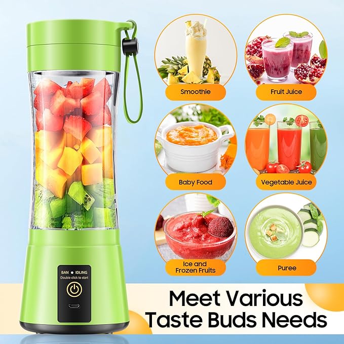 Cordless Portable Personal Size Blender - 12 Oz Mini Blender Make Smoothies and Shakes, Cordless Lightweight Rechargeable, Freshly Squeezed in Picnic/Sports/Office