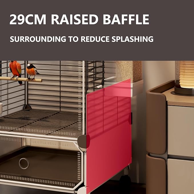 Large Parrot Cage with Acrylic Doors, 4 Casters, Perch & Feeder, Detachable Drawer, Ideal for Cockatiels, Budgies, Conures, Indoor/Outdoor Use – Spacious White Birdcage(Black,72 * 36 * 135)