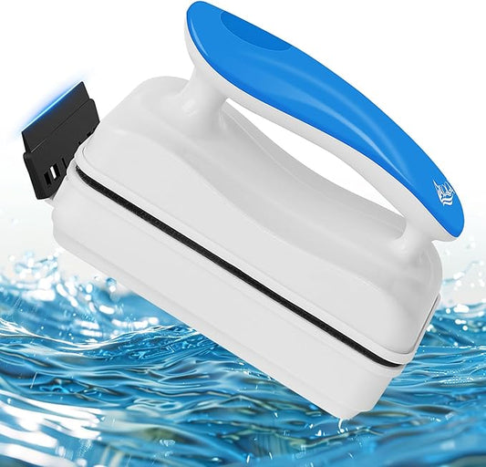AQQA Aquarium Magnet Glass Cleaner,Dolphin Series-Fish Tank Algae Scraper Brush Cleaner for Glass or Acrylic,2 Detachable Blades Floating Cleaning Tool for 1/8"-1/4" Thickness