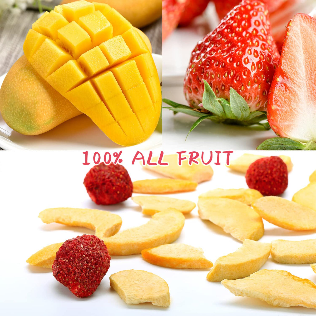 ONETANG Freeze-Dried Mixed Fruit, 12 Pack Single-Serve Pack, Non GMO, Kosher, No Add Sugar, Gluten free, Vegan, Holiday Gifts, Healthy Snack 0.35 Oz