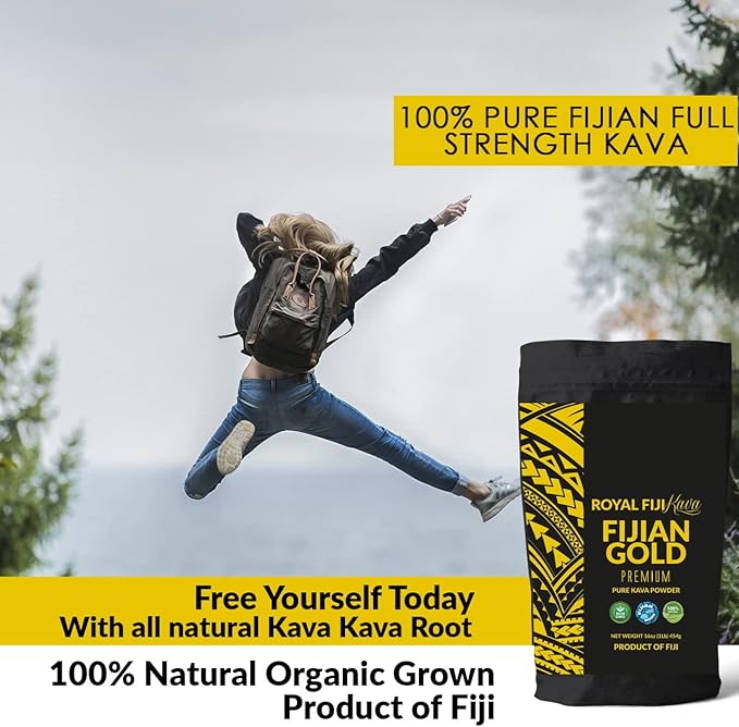 Kava Powder Fijian Gold Premium 5+ Years Matured Kava Root Full Strength Kava Kava from Fiji Islands Organic Grown Super Strength Kava Root