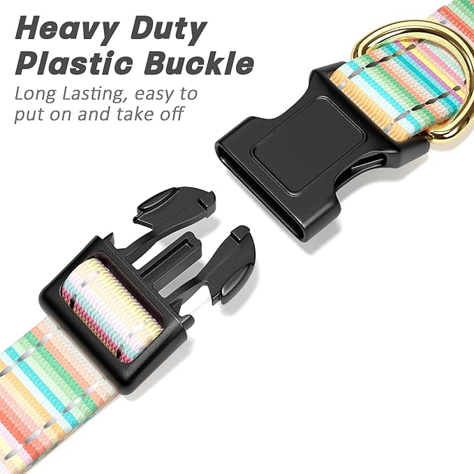 Reflective Dog Collar, Cute Dog Collar for Extra Small Dogs, Soft Nylon Puppy Collar for Boy and Girl Female Dogs, Adjustable Pet Collars with Quick Release Buckle, Colorful Watercolor Art
