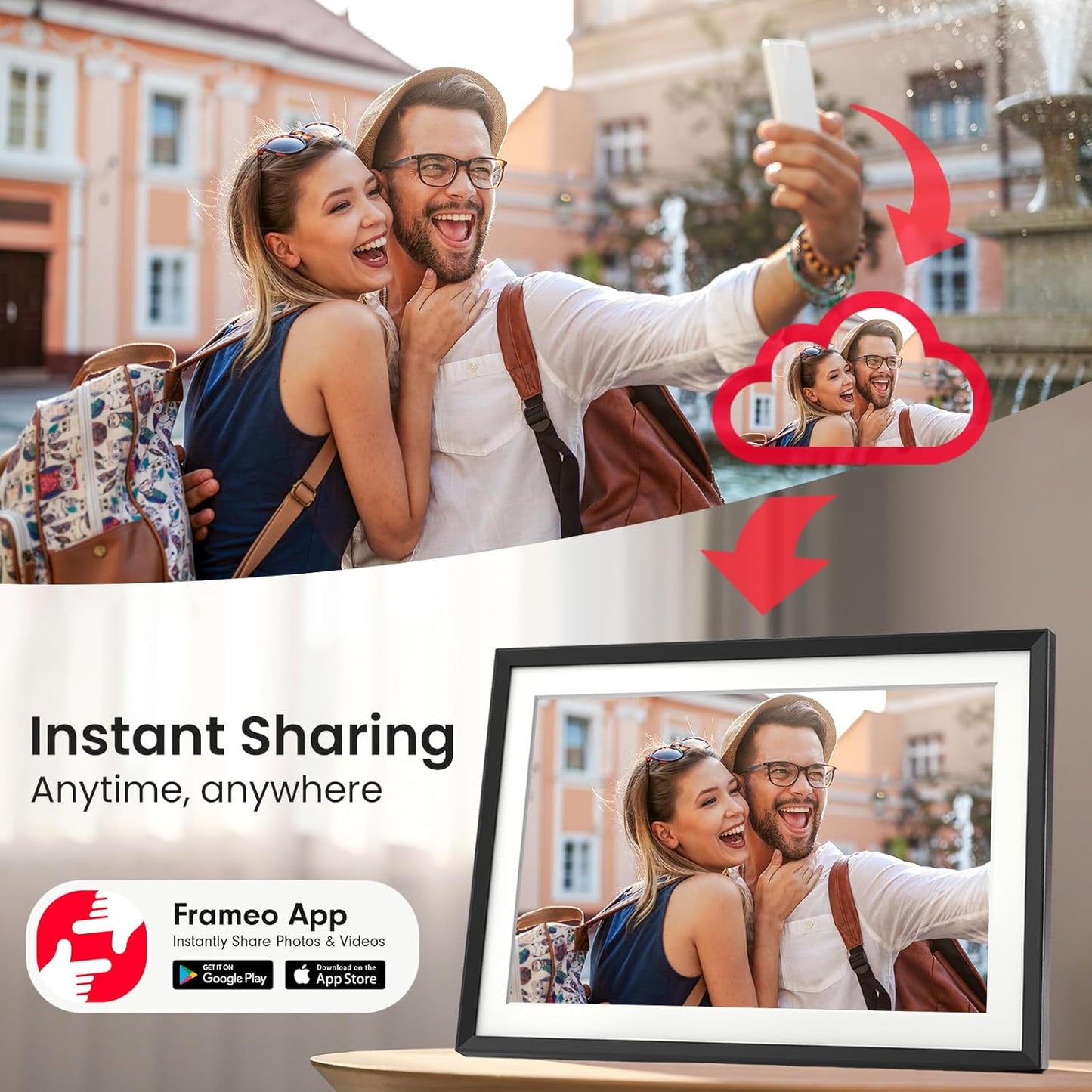 15.6'' Digital Picture Frame with 1920x1080 IPS Touch Screen, 32GB Frameo WiFi Digital Photo Frame, Share Photos/Videos and Send Best Wishes via Free App