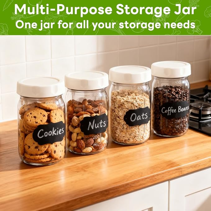9PCS Salad Meal Prep Containers, 32oz Large Glass Salad Jars with Lids Meal Prep with 4 Forks, Leakproof Salad Container for Lunch with Separate Wet/Dry Dressing Cups for Home, Office and Outdoor