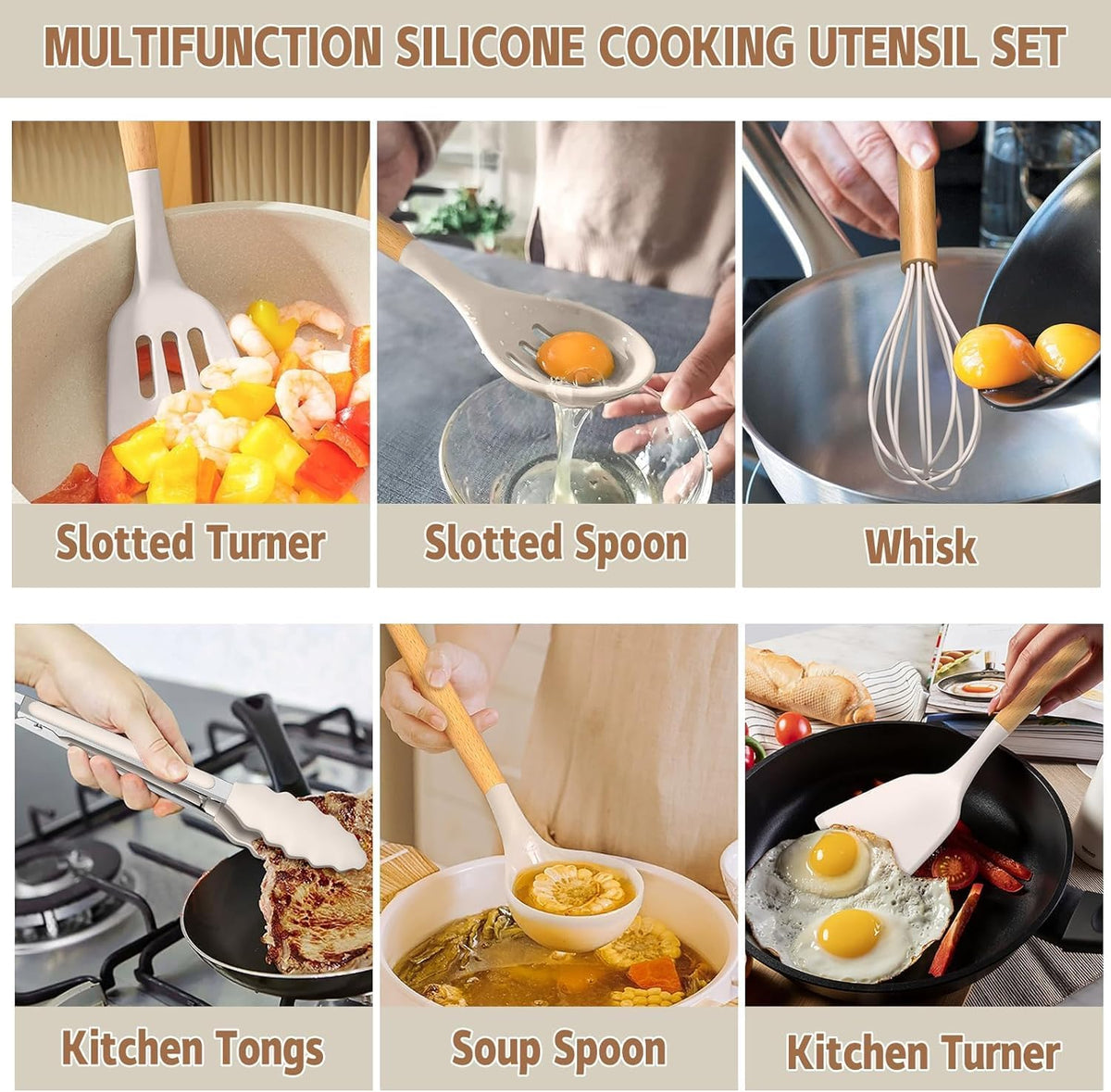 Umite Chef 33‑Piece Silicone Cooking Utensils Set with Holder