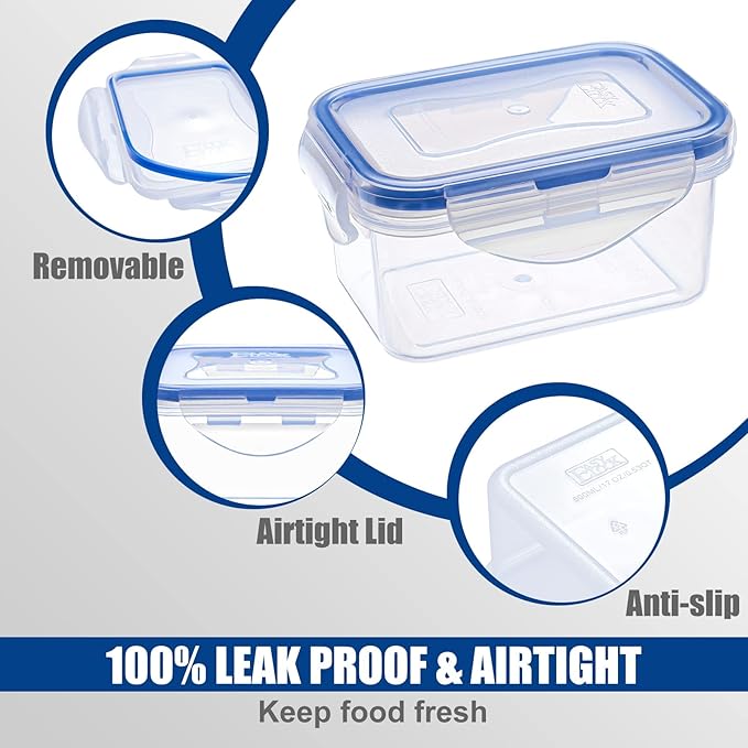 KIGI Food Storage Containers, Airtight Plastic Canisters & Jars, 4-Sided Locking Lid, BPA Free Clear Organizer for Coffee & Baking Supplies, 8-Piece, 0.75 Cup / 2.1 Cup / 3.6 Cup / 5.4 Cup