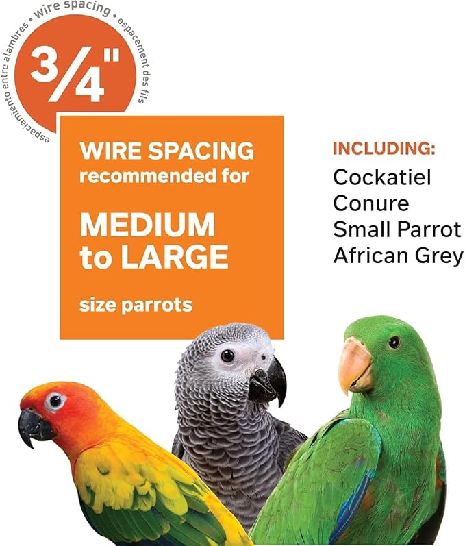 Suburban Sophistication Playtop Bird Home with Spacious Design, Durable Materials, Removable Perches Large/Pewter White
