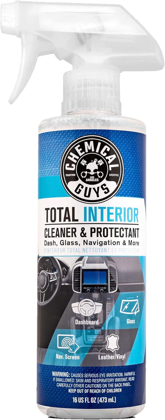 Chemical Guys Total Interior Cleaner & Protectant, Cleans & Protects Leather, Vinyl, Plastic, Rubber & Glass Streak-Free Finish for Cars, Trucks, SUVs, RVs & More - 16 oz