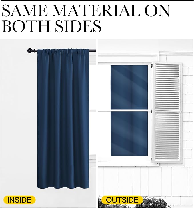 NICETOWN Blackout Curtains for RV Windows, Moroccan Blue, 2 Panels, Room