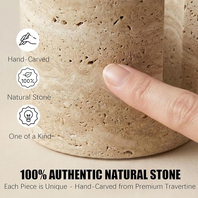Luxury Natural Travertine Sponge Holder for Kitchen Sink - Minimalist Wabi-Sabi-Style Hand-Carved Stone Organizer for Toothbrushes, Candles, and Flowers -Unique Housewarming & Wedding Gift