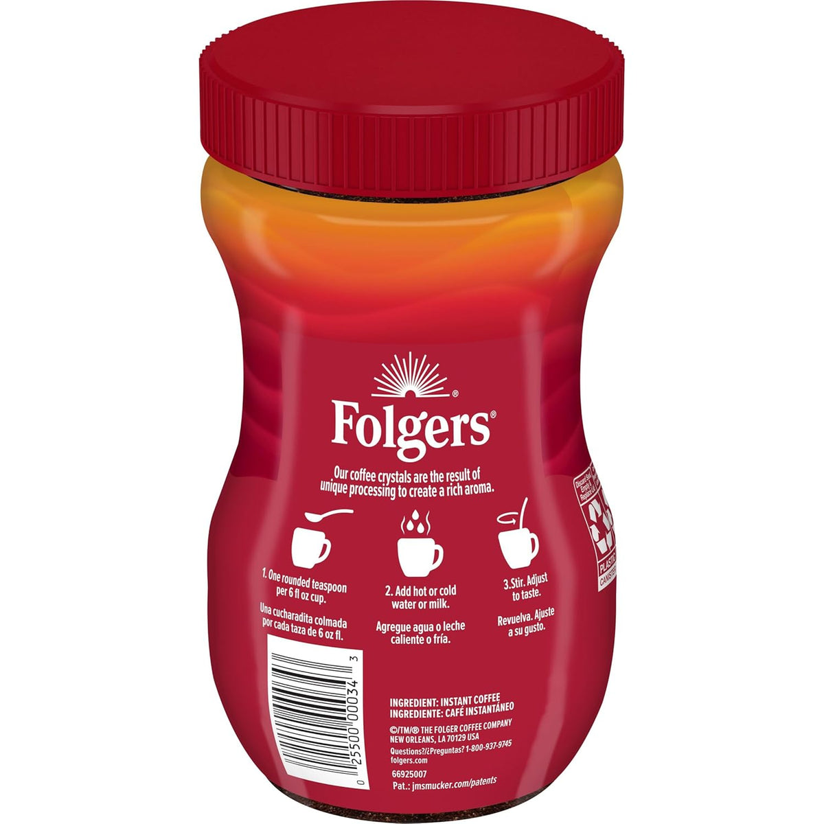 Folgers Classic Roast Instant Coffee, 8 Oz. Jar