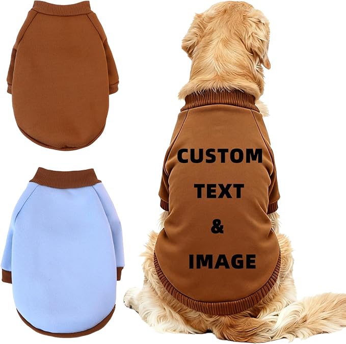 Custom Dog Hoodie, Personalized Sweatshirt with Photo Text Name Logo, Customized Hooded Sweater for Small Medium Large Dogs & Cats (Coffee, XX-Large)