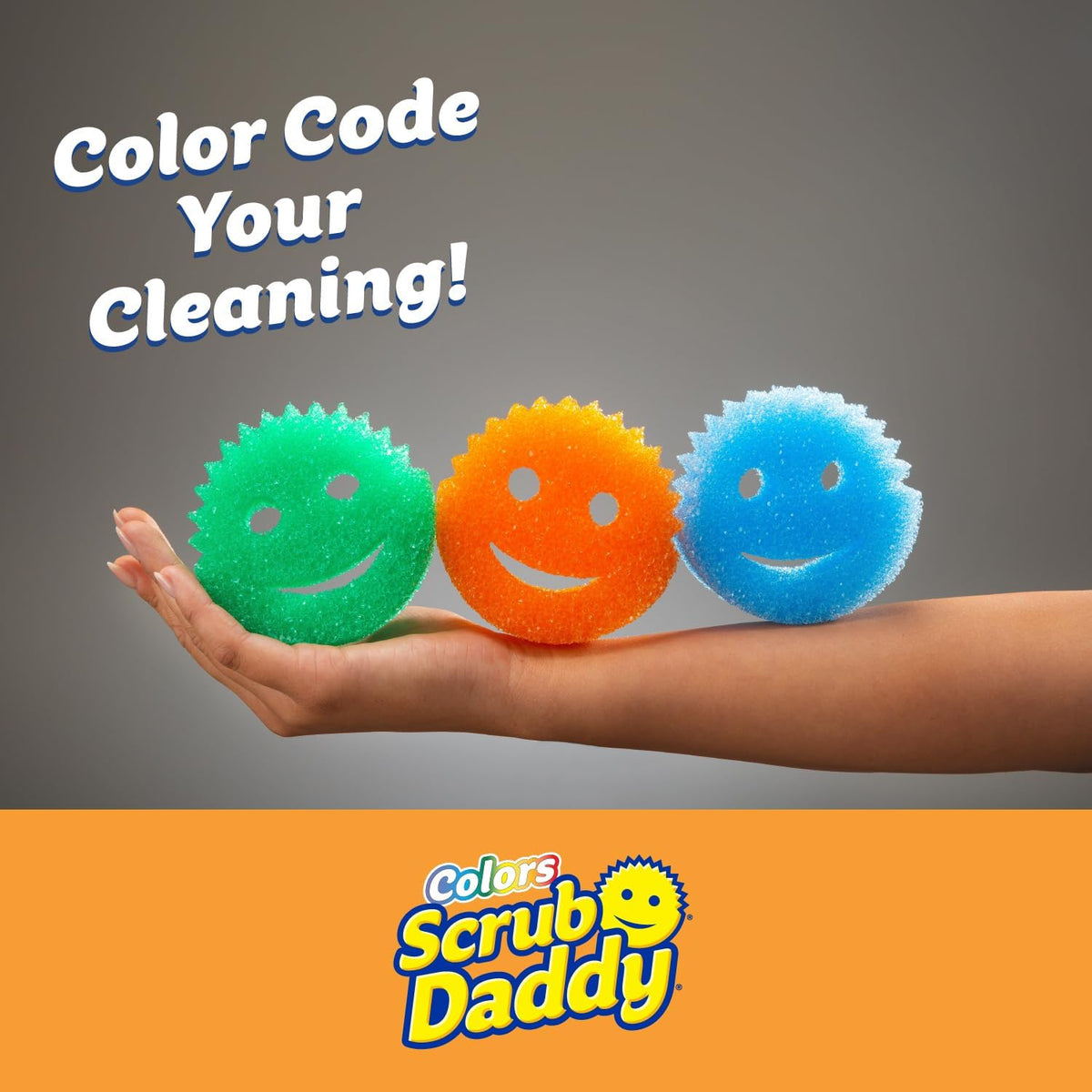 Scrub Daddy Color Sponges - Scratch-Free Multipurpose Dish Sponges for Kitchen, Bathroom & Household Cleaning - Made with BPA-Free Polymer Foam (3 Count)