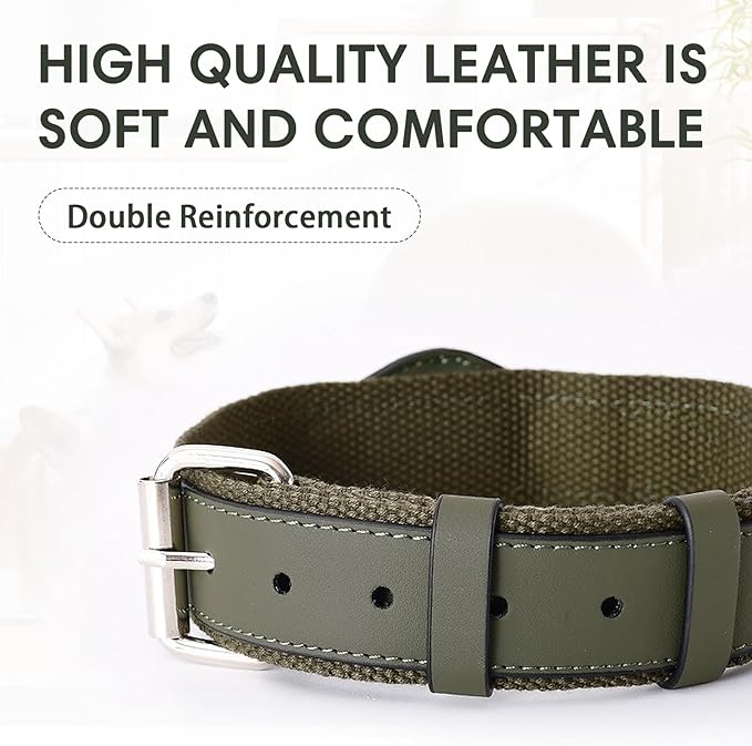 AirTag Dog Collar Soft Leather Webbing Dog Collar for AirTag Provides Double Protection for Small Medium and Large Dogs(Black,M)