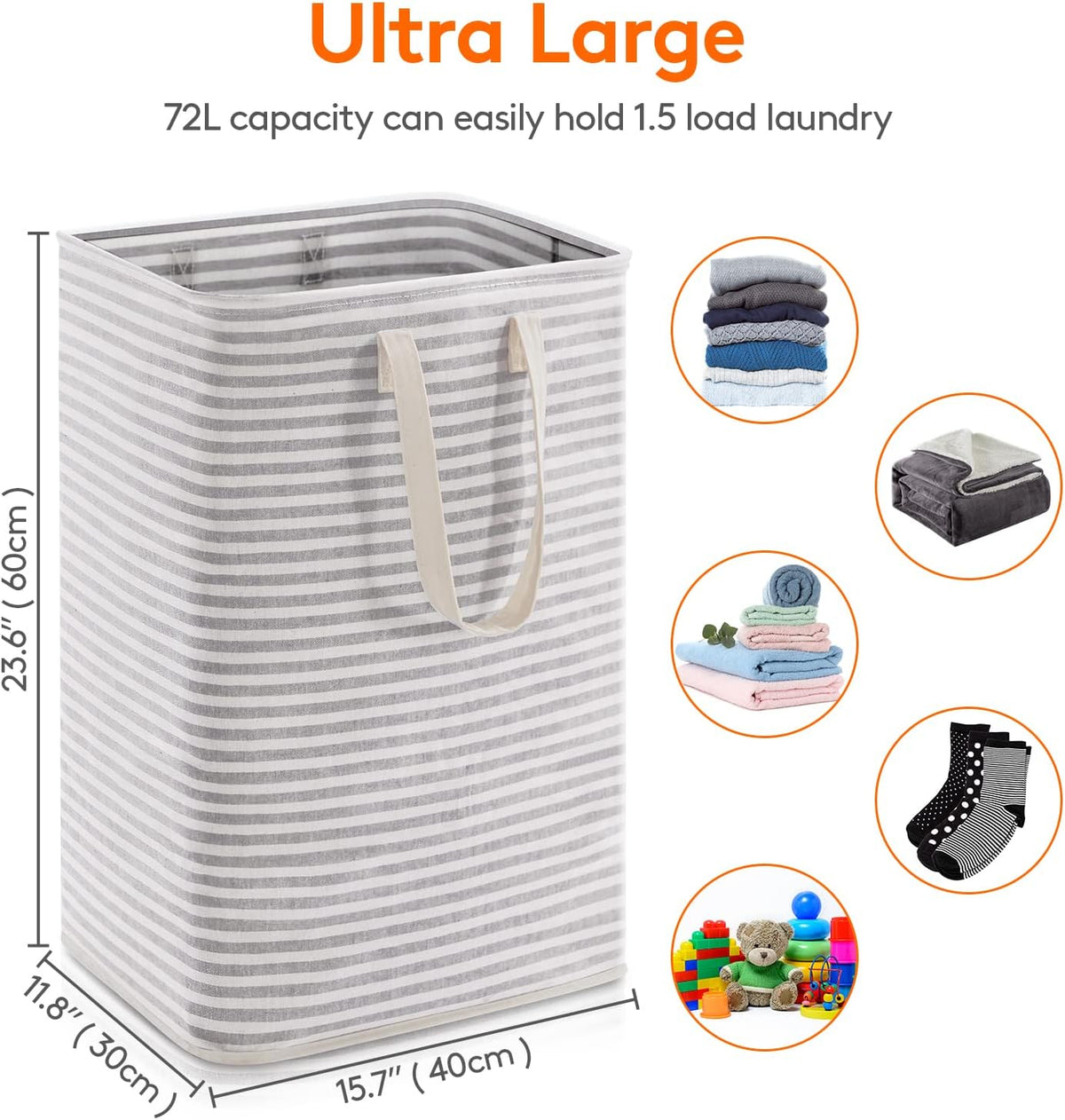 Lifewit 2 Pack Laundry Hamper Large Collapsible Laundry Baskets, Freestanding Waterproof Clothes Hamper with Easy Carry Handles in Laundry Room Bedroom Bathroom College Dorm for Adults, Grey, 2 x 80L