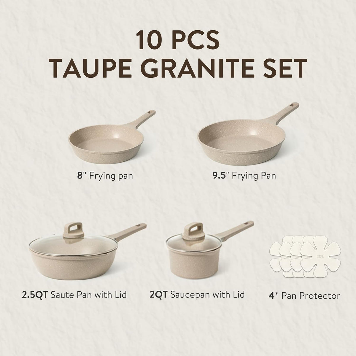 CAROTE 10Pcs Pots and Pans Set Nonstick, Induction Cookware Sets, NonStick Cooking Set, Kitchen Pots and Pans Set with Stay-Cool Handles, PFOA Free