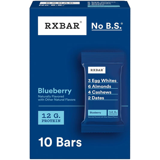 RXBAR Protein Bars, Protein Snack, Snack Bars, Blueberry, 18.3oz Box (10 Count)