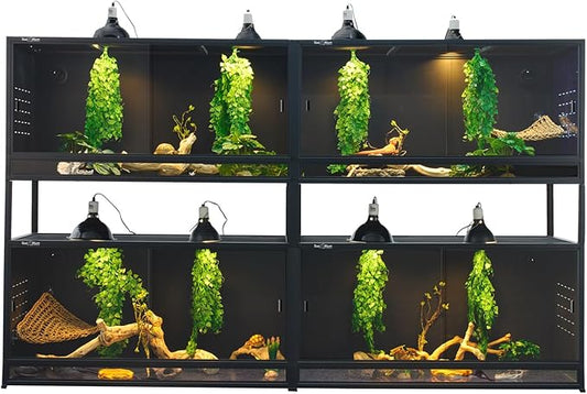 Reptile Tank 4 Packs, 40"x16"x16" Stackable Space Efficient Reptile Enclosure for Bearded Dragon and Ball Python, Expandable Snake Terrarium with Front Opening, Combination Lock
