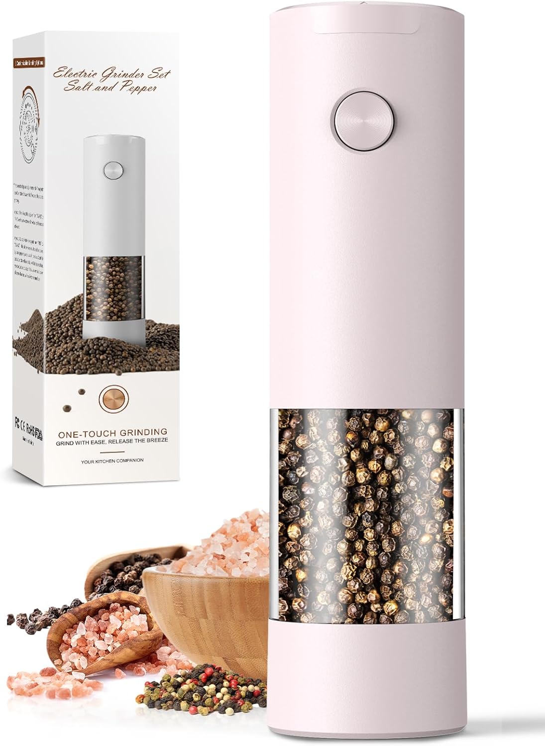Electric Salt and Pepper Grinder Set Automatic Battery Pepper Mill Shakers Adjustable Coarseness Upgraded Larger Capacity with Led Home and Kitchen Appliances Christmas Gifts for Women