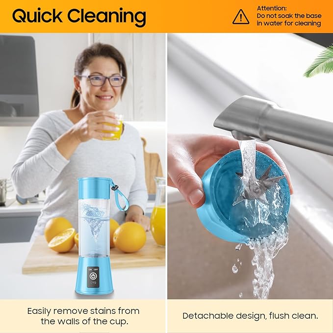 Cordless Portable Personal Size Blender - 2026 Upgraded New Blender for Shakes and Smoothies with 13 Oz BAP Free Juice Cup, USB Rechargeable Freshly Squeezed for Picnic/Sports