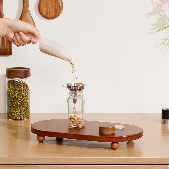 Yangbaga Glass Spice Jars with Labels: 14pc 4oz Square Seasoning Storage Containers with Airtight Wood lid,Pepper Grinder,Funnel; Empty Spice Organizer Bottles for Kitchen Rack Drawer Cabinet