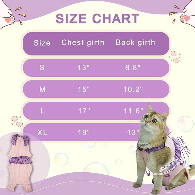 Cat Recovery Suit,Kitten Onesie After Surgery,E-Collar Alternative for Abdominal Wound and Skin Diseases,Soft Breathable Bodysuit After Spay（Orange-l）