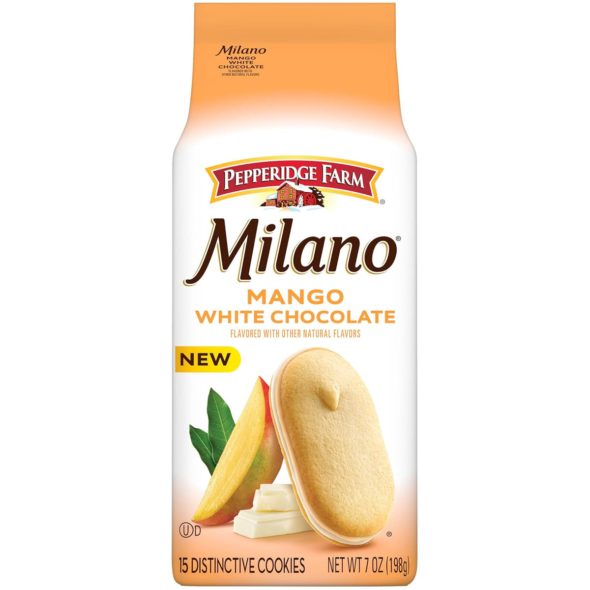 Pepperidge Farm Milano White Chocolate Mango Flavored Cookies, 7 Oz Bag