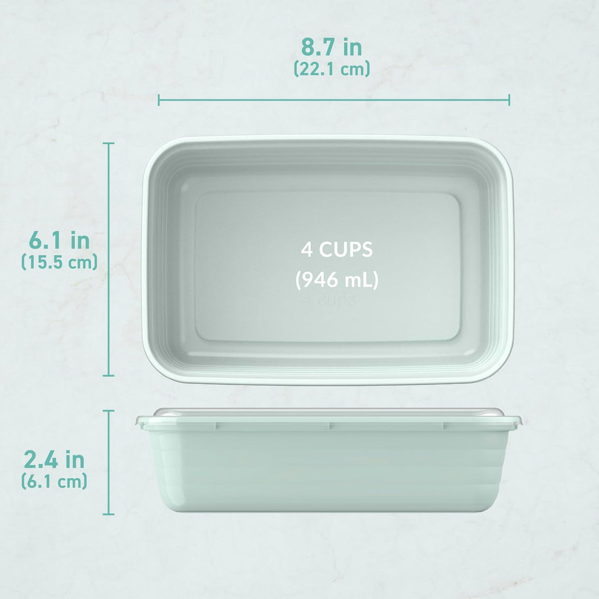 Bentgo Prep - 20-Piece 1-Compartment Reusable Meal Prep Containers with Lids, PFAS & BPA Free Materials, Durable, Microwave, Freezer, & Dishwasher Safe To Go Food Storage (Mint)
