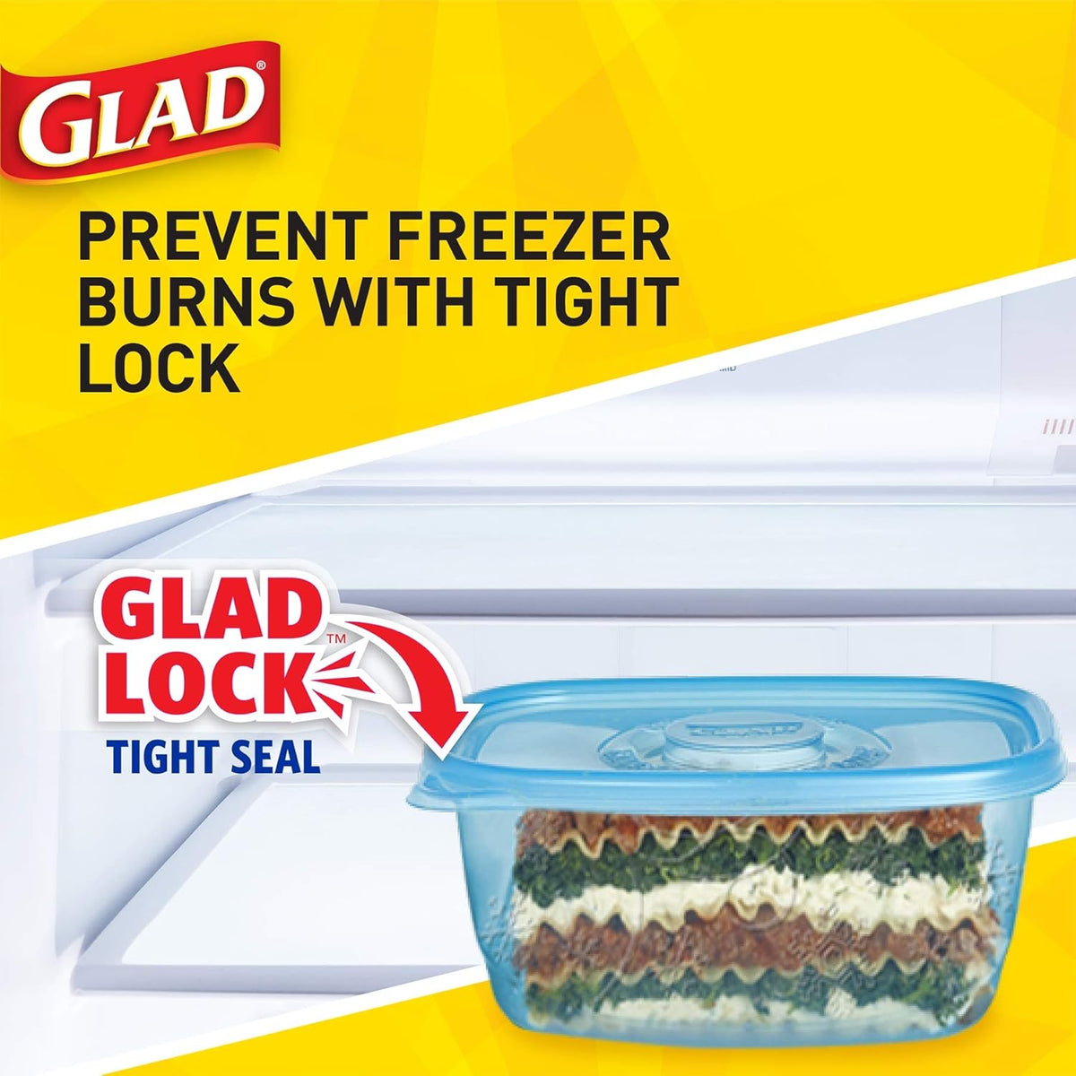 Gladware Freezerware Food Storage Containers, Large Rectangle Holds 64 Ounces of Food, 2 Count Set | Tupperware, Plastic Food Container, Meal Prep Container, Plastic Containers with Lids