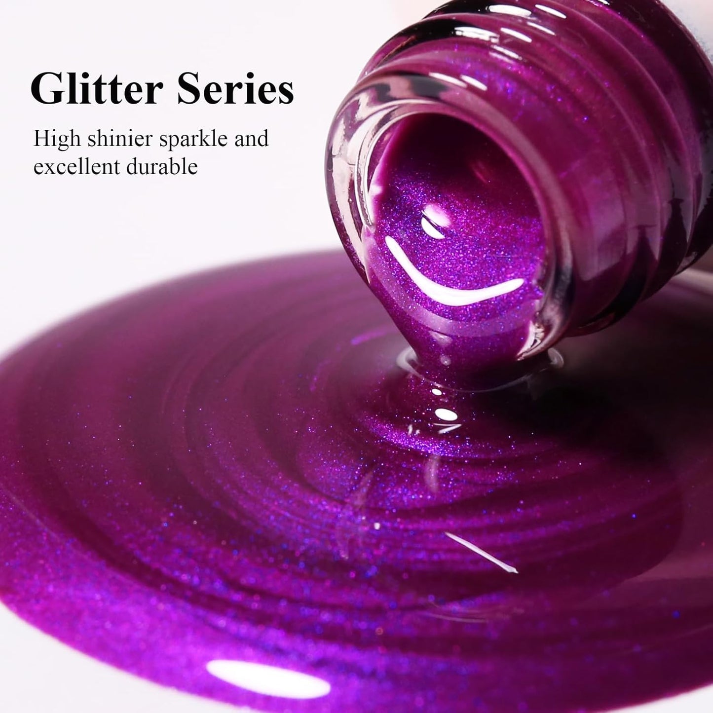 Imtiti Pearl Gel Nail Polish, Rose Purple Glitter Pearl Gel Polish Diamond Shimmer Sparkle Soak Off UV LED Nail Gel Polish Autumn Winter Gel Polish Manicure Gel Nail Kit 10ML