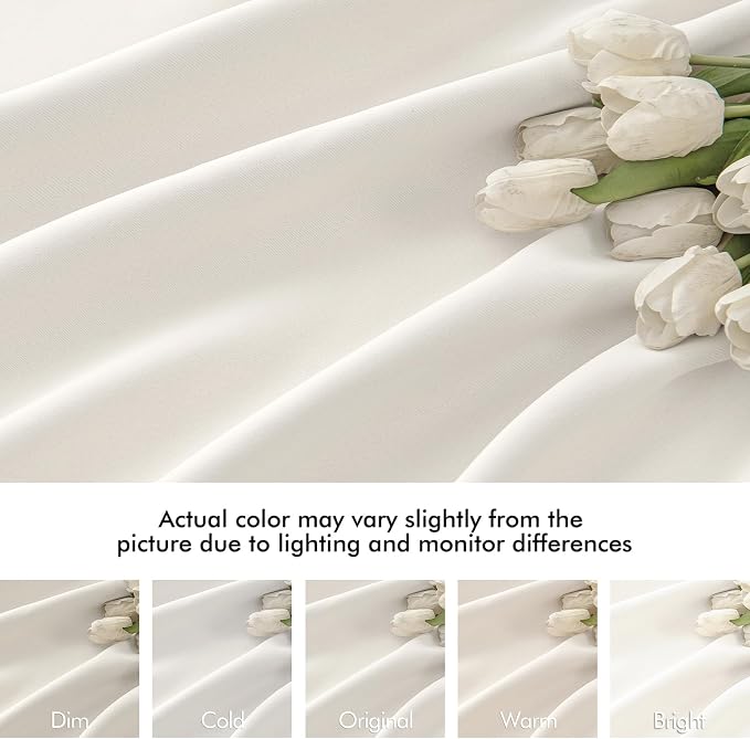MIULEE Ivory Back Tab Blackout Curtains 72 Inches Long 2 Panels Set