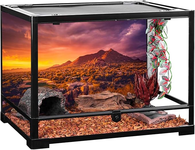 AWERT 36x24 inches Sun and Desert Terrarium Background Mountain Oasis Gobi Reptile Habitat Background Vinyl