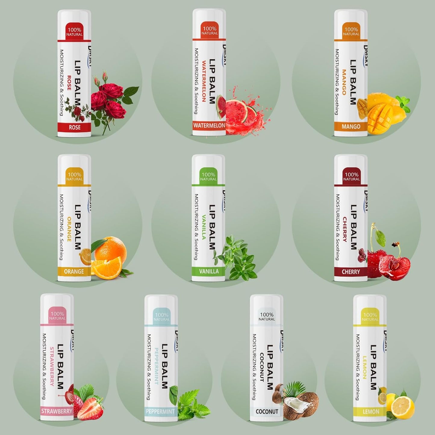Dmsky Fruit Lip Balm Bulk - Hydrating for Men, Women, Kids - 0.15 Oz, 20 Count (Pack of 1)