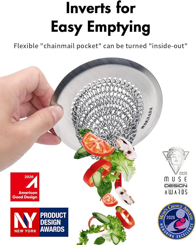 2Pack - Revolutionary Kitchen Sink Drain Strainer, Patented Reversible Kitchen Sink Strainer, 304 Stainless Steel Sink Strainer Basket, Anti-Clogging & Handmade, Fit US Standard 3-1/2'' Sink Hole