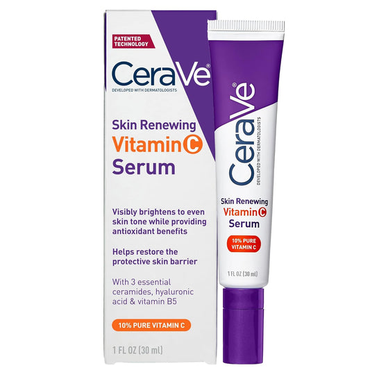 CeraVe Vitamin C Serum with Hyaluronic Acid, Skin Brightening Serum for Face with 10% Pure Vitamin C, Fragrance Free, 1 Fl. Oz