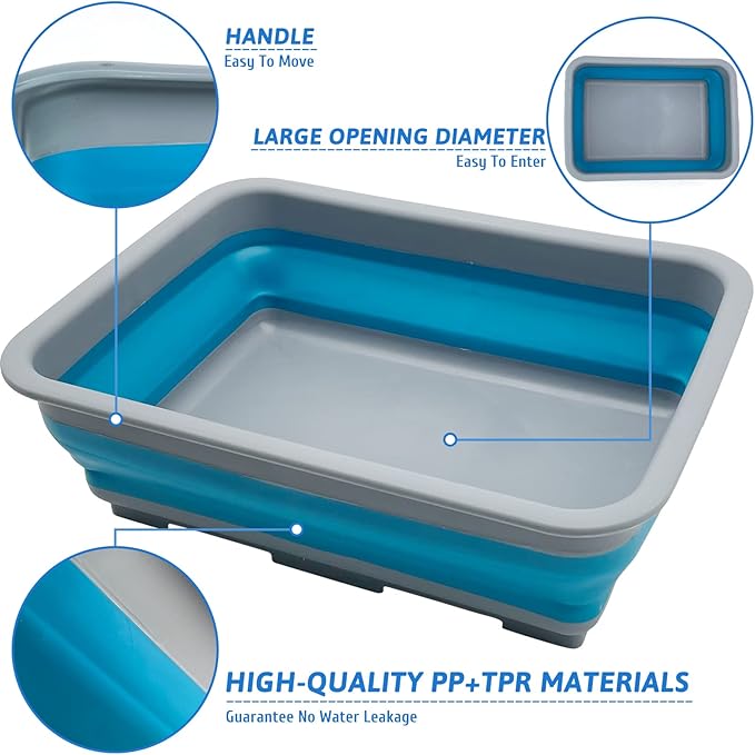 Fhiny Open Cat Litter Box, Kitten Potty Pan Semi-Enclosed Foldable Waterproof Travel Toilet Low Entrance for Indoor Cats Small Pet Kitty Rabbit Supplies Easy to Clean and Assemble